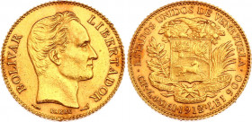Venezuela 20 Bolivares 1912
Y# 32; Gold (.900) 6,40g.; Simon Bolivar; XF