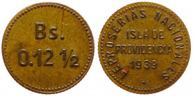 Venezuela Isla de Providencia 0.12-1/2 Bolivar 1939
KM# L20; Brass 18mm; Leprosarium Coinage; Rare in this Condition; XF