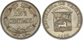 Venezuela 12-1/2 Centimos 1958
Y# 39; UNC with mint luster
