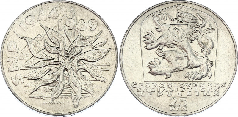 Czechoslovakia 25 Korun 1969
KM# 67; Silver; 25th Anniversary of 1944 Slovak Na...