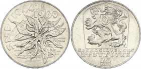 Czechoslovakia 25 Korun 1969
KM# 67; Silver; 25th Anniversary of 1944 Slovak National Uprising; UNC
