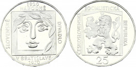 Czechoslovakia 25 Korun 1970 Proof
KM# 68; Silver Proof; 50th Anniversary - Slovak National Theater
