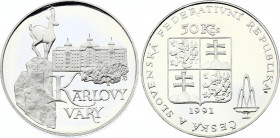 Czechoslovakia 50 Korun 1991 Proof
KM# 157; Silver Proof; Karlovy Vary