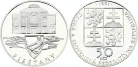 Czechoslovakia 50 Korun 1991 Proof
KM# 155; Silver Proof; Piešťany