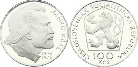 Czechoslovakia 100 Korun 1976 Proof
KM# 84; Silver Proof; 100 Years - Death of Janko Kráľ