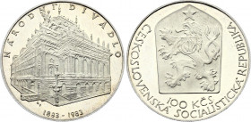 Czechoslovakia 100 Korun 1983 Proof
KM# 111; Silver Proof; 100th Anniversary of National Theater of Prague