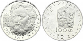 Czechoslovakia 100 Korun 1984 Proof
KM# 114; Silver Proof; 150 Years - Birth of Jan Neruda