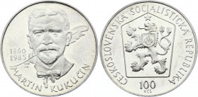 Czechoslovakia 100 Korun 1985 Proof
KM# 118; Silver Proof; 125th Anniversary - Birth of Martin Kukučín