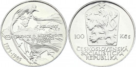 Czechoslovakia 100 Korun 1985 Proof
KM# 119; Silver Proof; 10th Anniversary of Helsinki Conference
