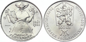 Czechoslovakia 500 Korun 1988
KM# 134; Silver; 100 Years - Matica Slovenská Institute; UNC