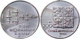 Czech Republic 200 Korun 1994 Proof
KM# 12; Silver 12,96g.; 50th Anniversary - Normandy Invasion; Proof