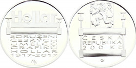 Czech Republic 200 Korun 2017
KM# 167; Silver, Proof; 100th Anniversary of the Foundation of Hollar, the Association of Czech Graphic Artists; with o...