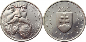 Slovakia 200 Korun 1997 
KM# 37; Silver 19,83g.; 150th Anniversary - Birth of Svetozar Hurban Vajansky 1847-1916; Mintage 1,800; Proof
