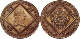 Austria 30 Kreuzer 1807 A
KM# 2149; ANK 11; Copper 18,68g.; Franz II (I); Mint: Vienna; AUNC