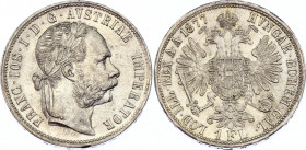 Austria 1 Florin 1877 Overstrike
KM# 2222; Silver; Franz Joseph I; AUNC with overstrike traces