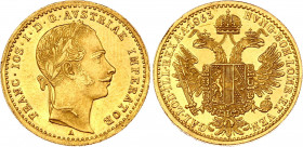 Austria 1 Dukat 1863 A
KM# 2264; Gold (.986) 3.46 g., 21 mm; Franz Joseph I; with mint luster