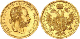 Austria 1 Dukat 1878
KM# 2267; Gold (.986) 3.49 g., 20 mm; Franz Joseph I; with mint luster