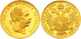 Austria 1 Dukat 1888
KM# 2267; Gold (.986) 3.49 g., 20 mm; Franz Joseph I; UNC- with mint luster