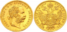 Austria 1 Dukat 1908
KM# 2267; Gold (.986) 3.49 g., 20 mm; Franz Joseph I