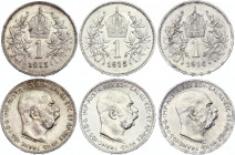 Austria 3 x 1 Corona 1915 - 1916
KM# 2820; Silver; Franz Joseph I; UNC