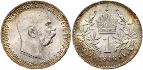 Austria 1 Corona 1916 
KM# 2820; Silver 5,00g.; Franz Joseph I; UNC
