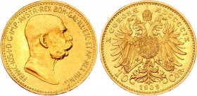 Austria 10 Corona 1909
KM# 2815; Gold (.900) 3.38 g., 18.95 mm.; Franz Joseph I
