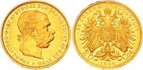 Austria 20 Corona 1894
KM# 2806; Gold (.900) 6.78 g., 21 mm.; Franz Joseph I