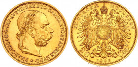 Austria 20 Corona 1895
KM# 2806; Gold (.900) 6,70g.; Franz Joseph I; AUNC