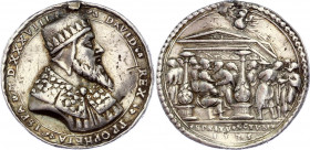 Bohemia Joachimsthal Silver Medal 1535 /1538 RR
Katz 293a. AR-Medaille 1535/1538, aus der Werkstatt Wolf Milicz. Silver, 40,00 mm (20,93g). Av.: DAVI...