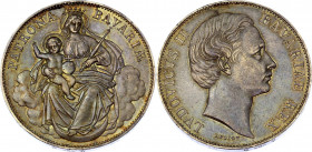 German States Bavaria 1 Vereinsthaler 1865 (ND)
KM# 877; Silver; Ludwig II; "Madonnentaler"; UNC with amazing toning