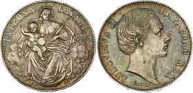 German States Bavaria 1 Vereinsthaler 1866
KM# 877; Silver; Ludwig II; "Madonnentaler"; AUNC with minor hairlines
