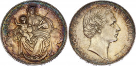 German States Bavaria 1 Vereinsthaler 1868
KM# 877; Silver; Ludwig II; "Madonnentaler"; UNC with amazing violet toning