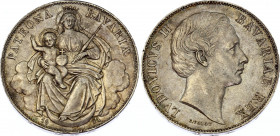 German States Bavaria 1 Vereinsthaler 1871
KM# 877; Silver; Ludwig II; "Madonnentaler"; UNC with amazing toning; AUNC- with nice toning