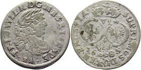German States Brandenburg 6 Groschen 1685 BA
KM# 429; Schrötter# 1792; Silver 2,95g.; Friedrich Wilhelm; Mint: Königsberg; VF