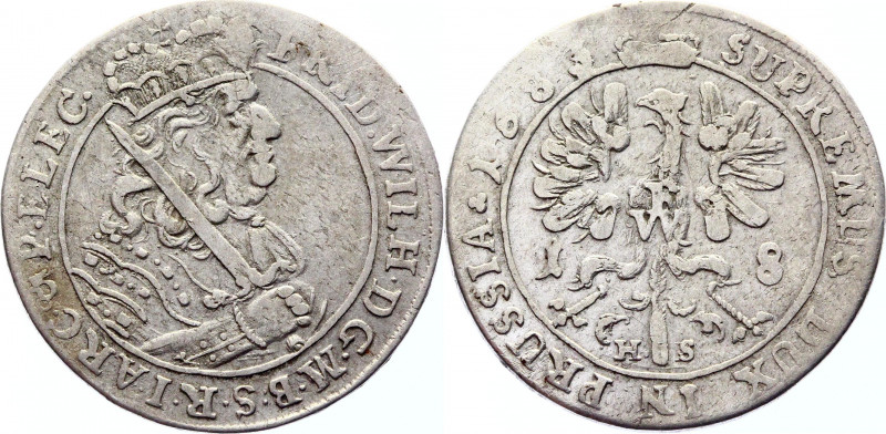 German States Brandenburg 18 Groschen 1683 HS
Neumann# 11.117b; Silver 6,05g.; ...