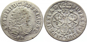 German States Brandenburg 6 Groschen 1698 SD
KM# 610; Schrötter# 779; Silver 3,16g.; Friedrich III; Mint: Königsberg; VF