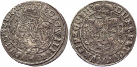German States Brandenburg Ort / 1/4 Taler 1621 
KM# 86.1; Olding# 37d; Silver 6.80 g.; Georg Wilhelm; Mint: Königsberg; XF