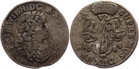 German States Prussia 6 Groscher 1684 
KM# 429; Silver 3,0g.; Frederick Wilhelm (1640-1688); VF
