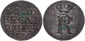 German States Prussia Schilling 1771 E Königsberg
KM# A295.1a; Billon 0,74g.; XF