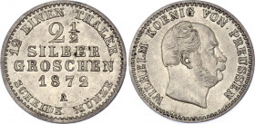 German States Prussia 2-1/2 Groschen 1872 A
KM# 486; Silver; Wilhelm I; UNC