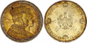 German States Prussia 1 Thaler 1861
KM# 488; Silver; Wilhelm I; Coronation of Wilhelm and Augusta; UNC- with minor hailines & outstanding golden toni...