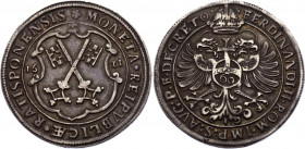 German States Regensburg - Reichsstadt Guldentaler 1621
Dav# 119; Beckenbauer# 4128; Silver 24,15g.; As: Town sign with crossed keys; Rs: Title of Fe...