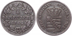 German States Saxe-Meiningen 1 Kreuzer 1864
KM# 172; AKS# 202; J# 449; Silver .83g.; Bernhard II; VF-XF