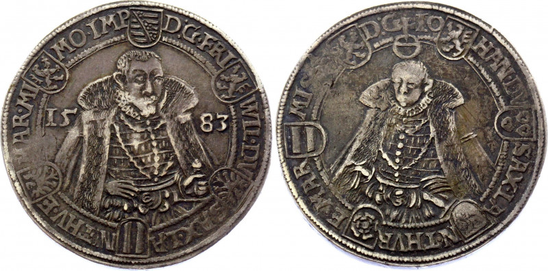 German States Saxe-Weimar 1 Taler 1583
MB# 47; Silver; Friedrich Wilhelm and Jo...