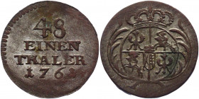 German States Saxony-Albertine 1/48 Taler 1761 
Kopicki# 11227; Billon 1.23 g.; Friedrich August II; XF