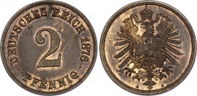Germany - Empire 2 Pfennig 1876 A
KM# 2; Wilhelm I; UNC mint luster remains