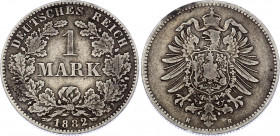 Germany - Empire 1 Mark 1882 H Key Date
KM# 7; Silver; Wilhelm I; VF+