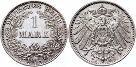 Germany - Empire 1 Mark 1914 E
KM# 14; AKS# 2; J. 17; Silver 5.56 g.; Wilhelm II; UNC Luster
