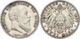 Germany - Empire Baden 2 Mark 1907 G
KM# 272; Silver; Friedrich I
