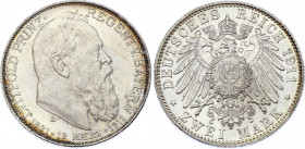 Germany - Empire Bavaria 2 Mark 1911 D
KM# 997; Silver; Otto; 90th Birthday of Prince Regent Luitpold; UNC